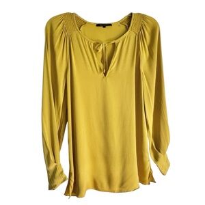 Kobi Halperin Silk Blend Mustard Yellow Blouse Long Sleeves Size S